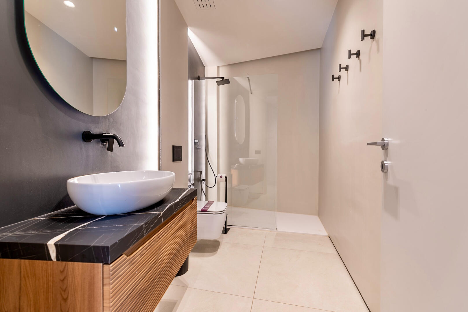 Elegant walk-in shower with premium fixtures and finishes.